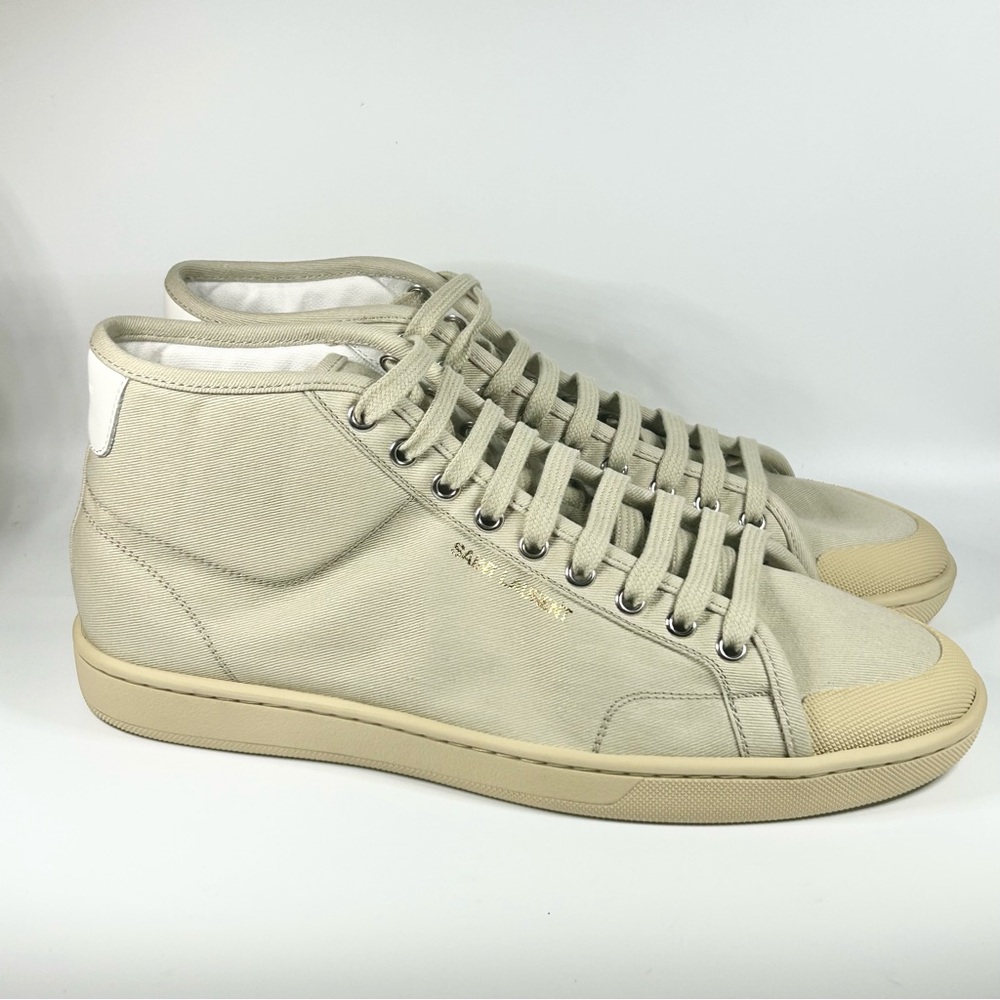 New Saint Laurent Court Classic SL/39 Canvas Sneakers Beige Size 41.5EU/8.5US